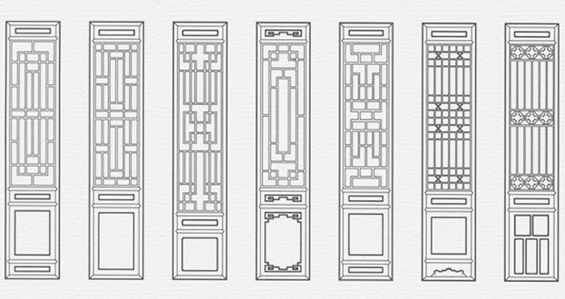 琼山常用中式仿古花窗图案隔断设计图