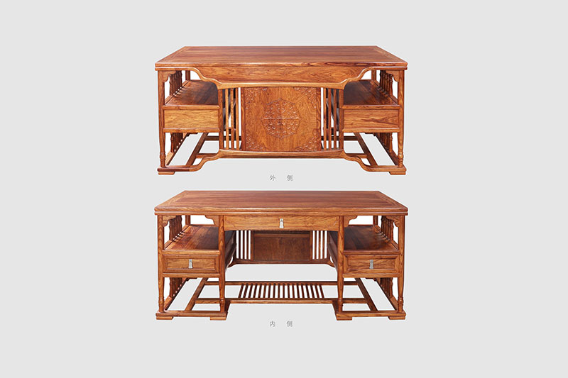 琼山中式家居装饰书房桌椅组合家具效果图